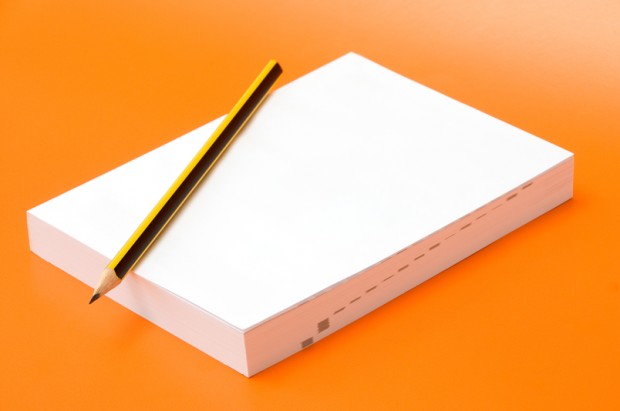 blank book and pencil
